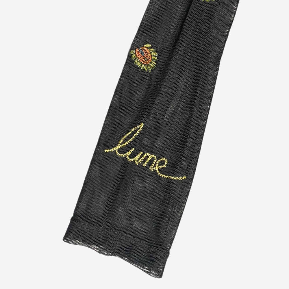 Cinq à Sept Black sheer mesh embroidered turtleneck whimsical dark bohemian S/M - Picture 9 of 16